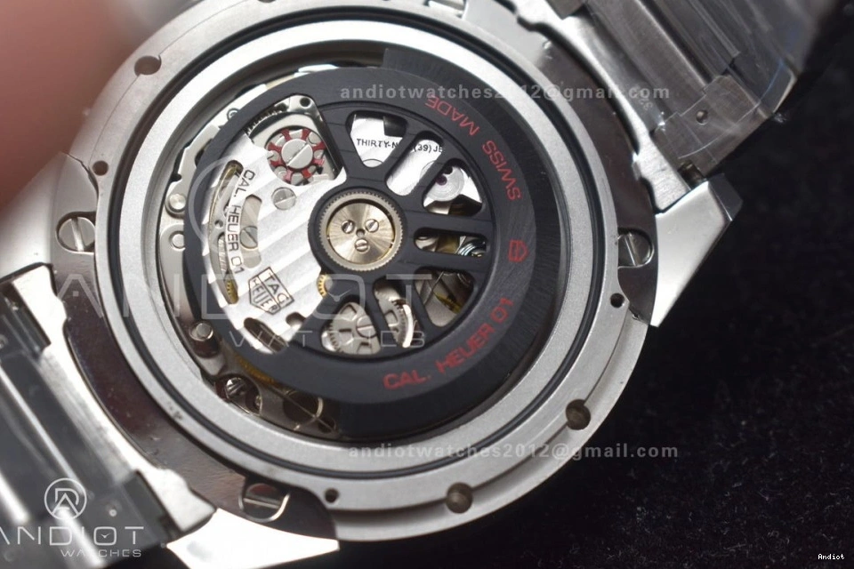 SS 01 on A1887 Chrono Best Black Calibre Dial Bracelet SS XF Strap 1:1 Edition Heuer 0209